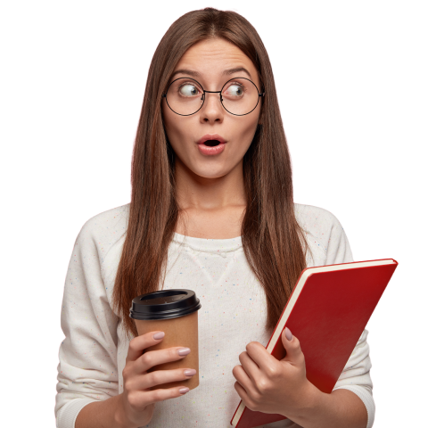 Business woman holding coffee